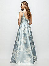 Rear View Thumbnail - Porcelain Blue Seraphina Floral Floral Scoop-Neck Tank Bodice Maxi Dress with Full Skirt