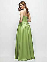 Rear View Thumbnail - Mojito Strapless Satin Drop Waist Gown with Full Skirt