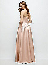 Rear View Thumbnail - Cameo Strapless Satin Drop Waist Gown with Full Skirt