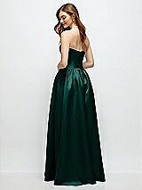 Rear View Thumbnail - Evergreen Strapless Satin Drop Waist Gown with Full Skirt