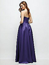 Rear View Thumbnail - Grape Strapless Satin Drop Waist Gown with Full Skirt