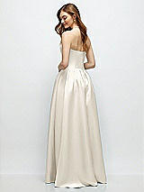 Rear View Thumbnail - Ivory Strapless Satin Drop Waist Gown with Full Skirt