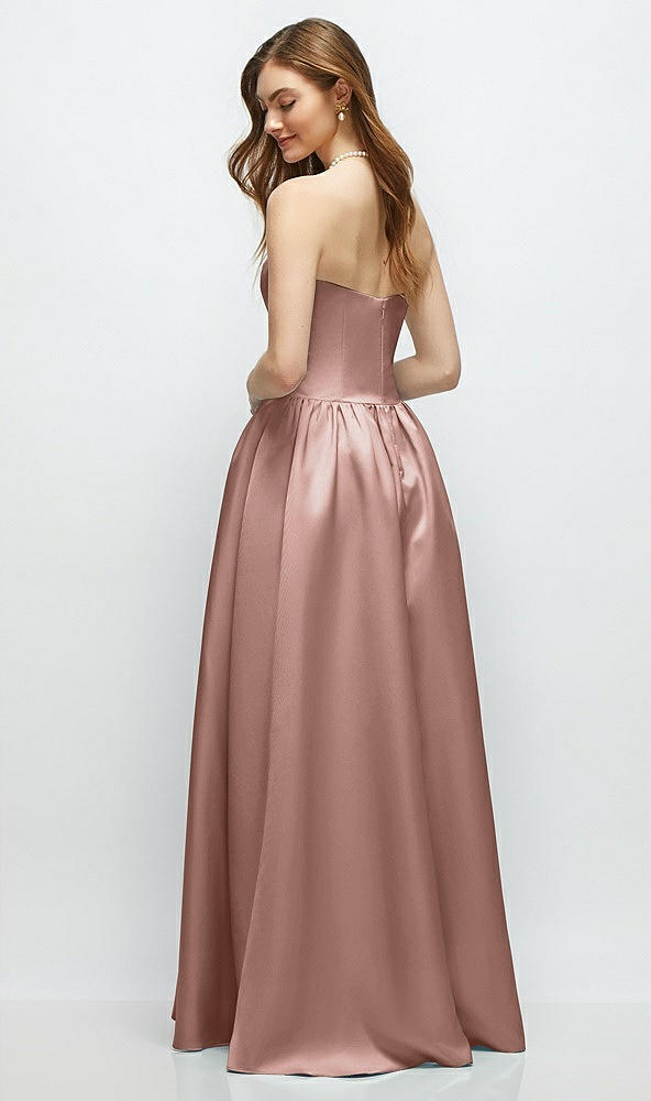 Back View - Neu Nude Strapless Satin Drop Waist Gown with Full Skirt