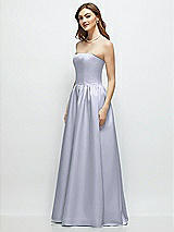 Side View Thumbnail - Silver Dove Strapless Satin Drop Waist Gown with Full Skirt