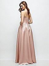 Rear View Thumbnail - Toasted Sugar Strapless Satin Drop Waist Gown with Full Skirt