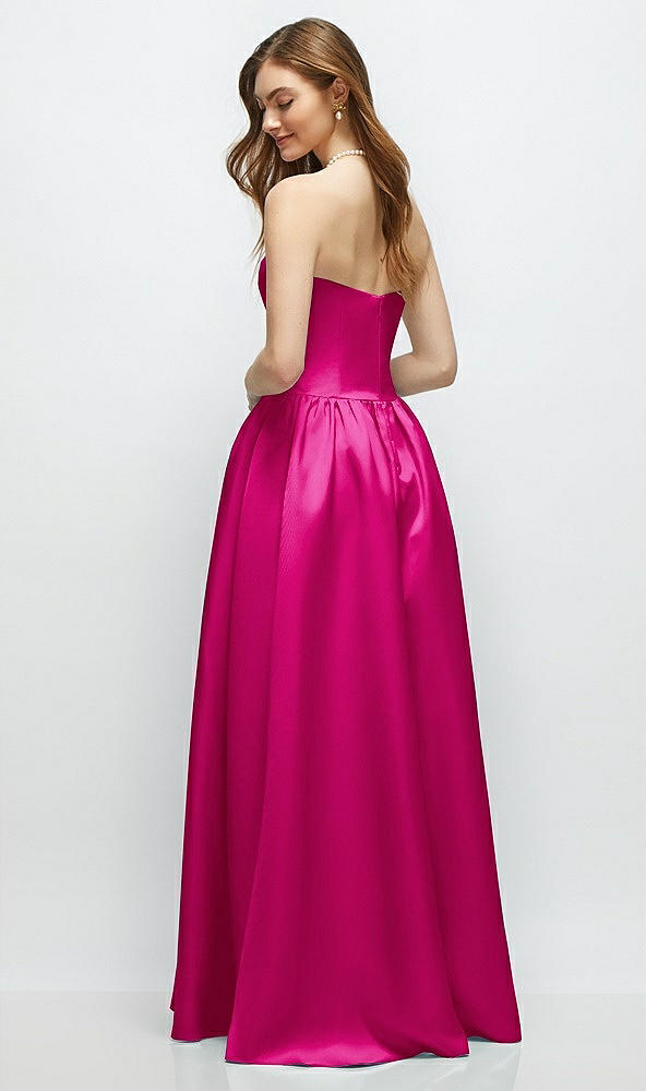 Back View - Think Pink Strapless Satin Drop Waist Gown with Full Skirt