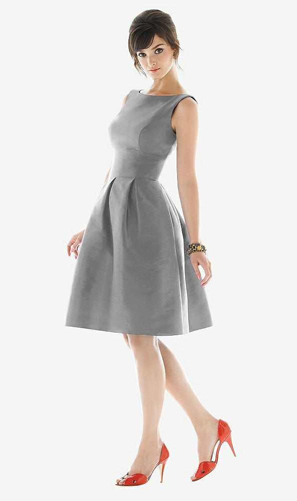 Front View - Quarry Vintage Inspired Bateau Neckline Scoop Back Dress