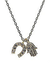 Front View Thumbnail - Gold Good Luck Hamsa and Horseshoe Charm Necklace