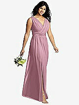 Alt View 4 Thumbnail - Dusty Pink Sleeveless Draped Chiffon Maxi Dress with Front Slit