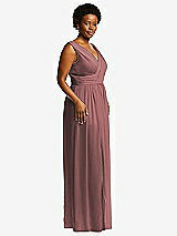 Alt View 1 Thumbnail - Rosewood Sleeveless Draped Chiffon Maxi Dress with Front Slit