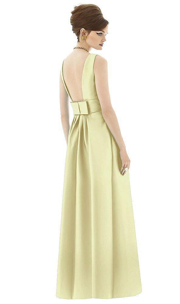 Back View - Butter Yellow Alfred Sung Open Back Satin Twill Gown D661