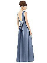 Rear View Thumbnail - Larkspur Blue Alfred Sung Open Back Satin Twill Gown D661