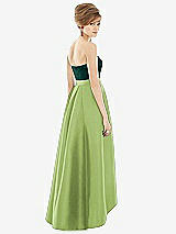 Alt View 2 Thumbnail - Mojito & Evergreen Strapless Satin High Low Dress with Pockets