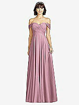 Alt View 1 Thumbnail - Dusty Pink Off-the-Shoulder Draped Chiffon Maxi Dress