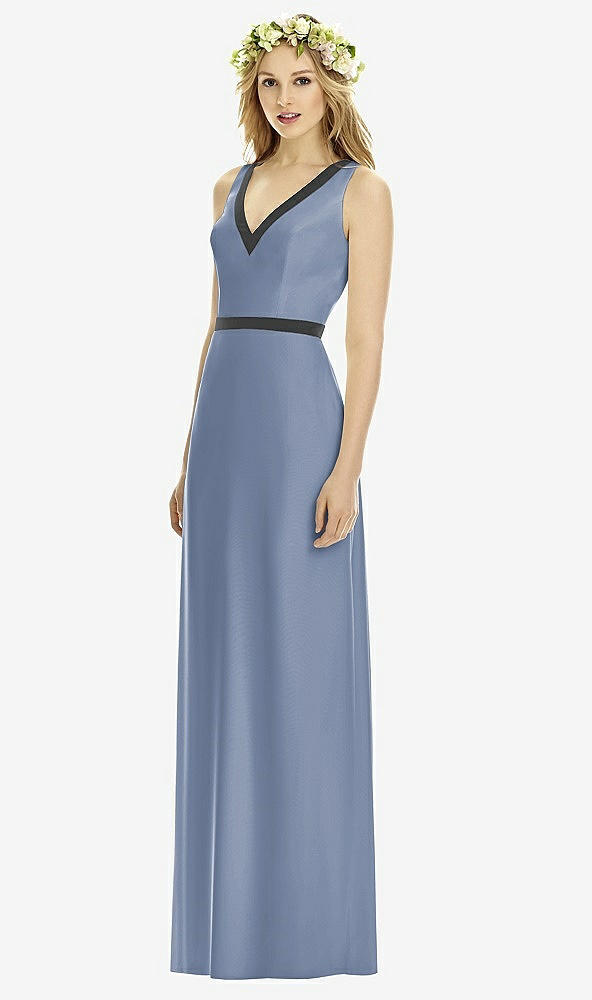 Front View - Larkspur Blue & Black Social Bridesmaids Style 8173