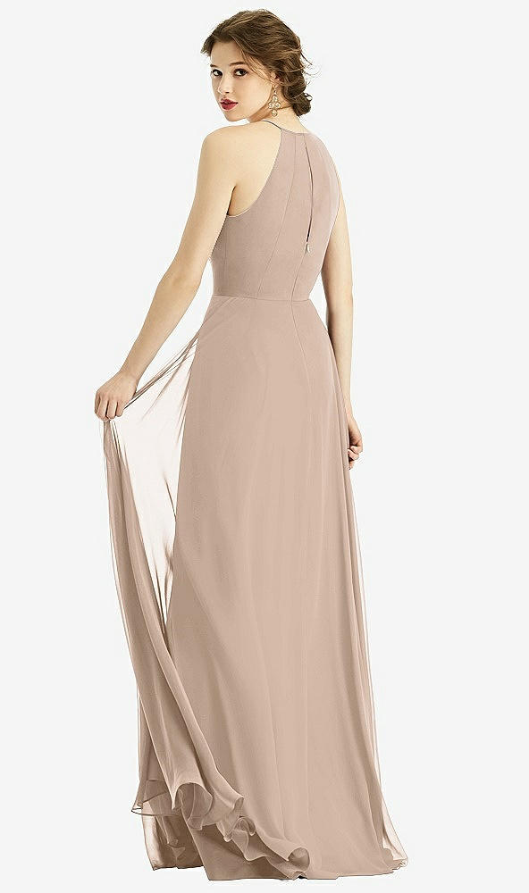 Back View - Topaz Keyhole Halter Chiffon Maxi Dress