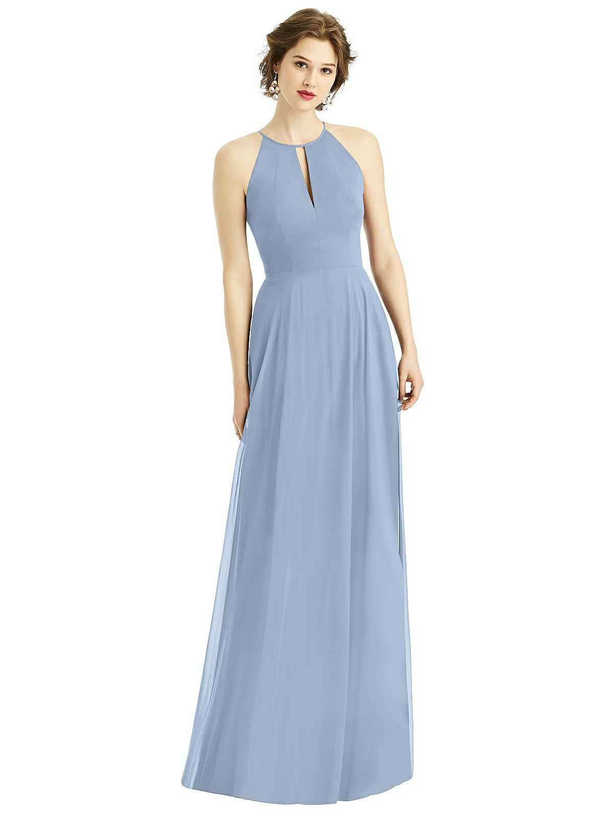 Halter Chiffon Max Bridesmaid Dresses with Pockets Turquoise