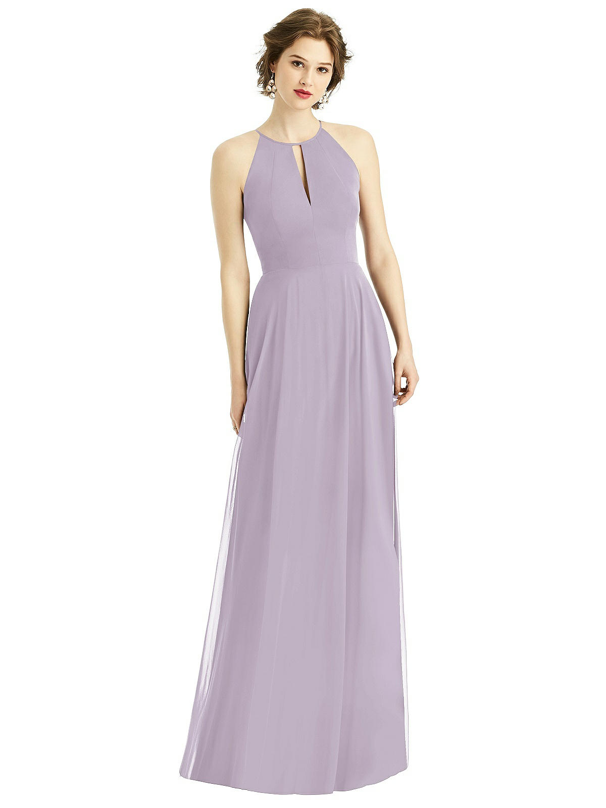Halter Chiffon Max Bridesmaid Dresses with Pockets Lavender Plus Size