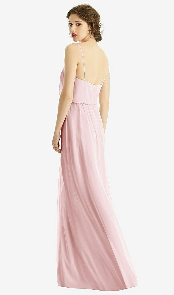 Back View - Ballet Pink V-Neck Blouson Bodice Chiffon Maxi Dress