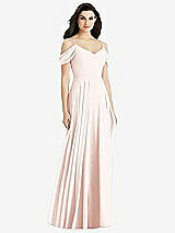 Rear View Thumbnail - Blush Off-the-Shoulder Open Cowl-Back Maxi Dress