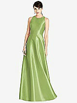 Front View Thumbnail - Mojito Sleeveless Open-Back Satin A-Line Dress
