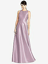 Front View Thumbnail - Suede Rose Sleeveless Open-Back Satin A-Line Dress