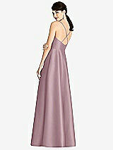 Rear View Thumbnail - Dusty Rose V-Neck Full Skirt Satin Maxi Dress
