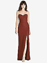 Front View Thumbnail - Auburn Moon Strapless Crepe Trumpet Gown with Front Slit