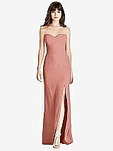 Front View Thumbnail - Desert Rose Strapless Crepe Trumpet Gown with Front Slit