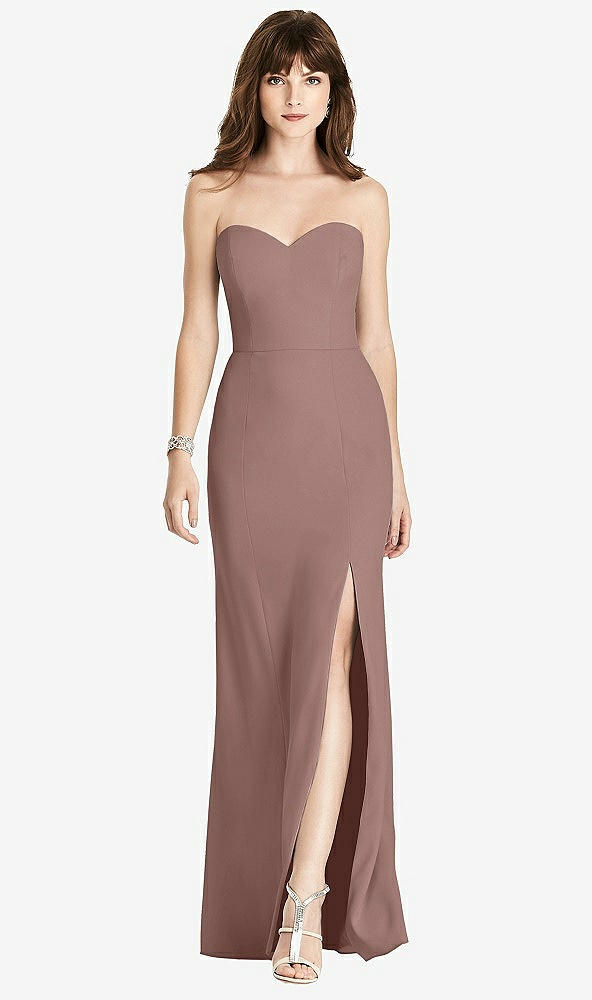 Front View - Sienna Strapless Crepe Trumpet Gown with Front Slit