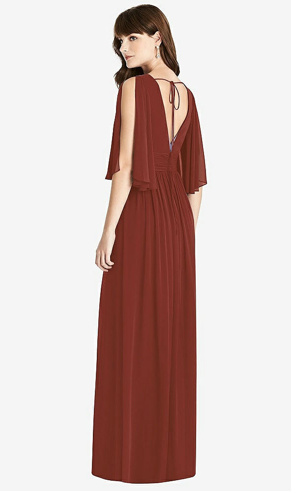 Back View - Auburn Moon Split Sleeve Backless Chiffon Maxi Dress