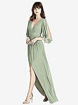 Front View Thumbnail - Sage Split Sleeve Backless Chiffon Maxi Dress