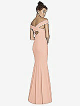 Alt View 1 Thumbnail - Pale Peach Off-the-Shoulder Criss Cross Back Trumpet Gown