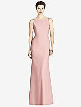 Rear View Thumbnail - Rose Bateau-Neck Open Cowl-Back Trumpet Gown