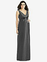 Front View Thumbnail - Pewter Sleeveless Satin Twill Maternity Dress