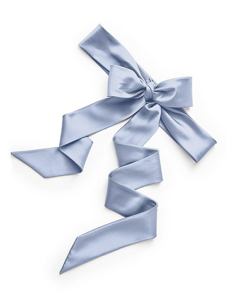Back View - Sky Blue Satin Twill Flower Girl Sash