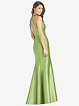 Rear View Thumbnail - Mojito V-Neck Halter Satin Trumpet Gown