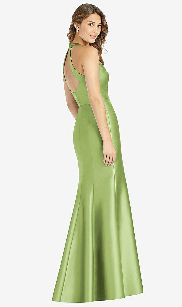 Back View - Mojito V-Neck Halter Satin Trumpet Gown