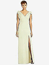 Front View Thumbnail - Butter Yellow Bow-Shoulder Sleeveless Deep V-Back Mermaid Dress