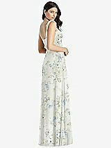 Rear View Thumbnail - Bleu Garden Tie-Shoulder Chiffon Maxi Dress with Front Slit