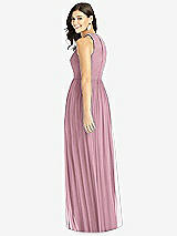 Rear View Thumbnail - Dusty Pink Shirred Skirt Jewel Neck Halter Dress with Front Slit