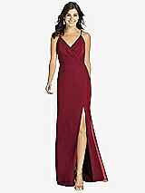 Front View Thumbnail - Burgundy Criss Cross Back Mermaid Wrap Dress