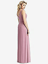 Rear View Thumbnail - Dusty Pink Sleeveless Pleated Skirt Maxi Dress with Pockets