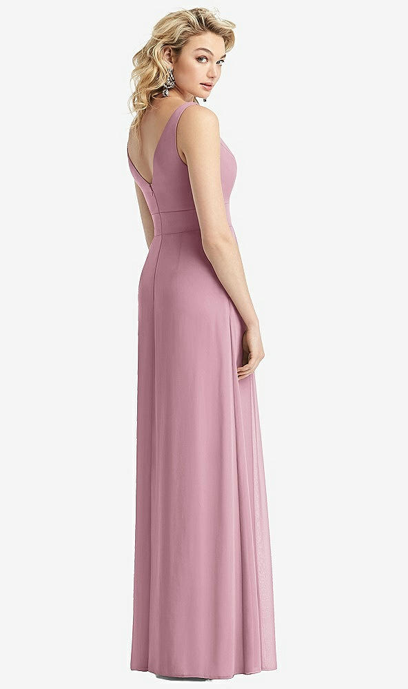 Back View - Dusty Pink Sleeveless Pleated Skirt Maxi Dress with Pockets