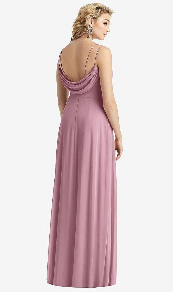 Front View - Dusty Pink Cowl-Back Double Strap Maxi Dress with Side Slit