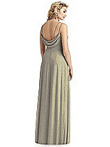 Rear View Thumbnail - Mocha Gold Shimmer Side Slit Cowl-Back Gown