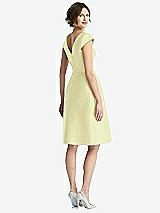 Rear View Thumbnail - Butter Yellow Cap Sleeve Pleated Cocktail Dress with Pockets