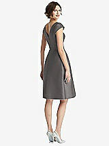 Rear View Thumbnail - Caviar Gray Cap Sleeve Pleated Cocktail Dress with Pockets