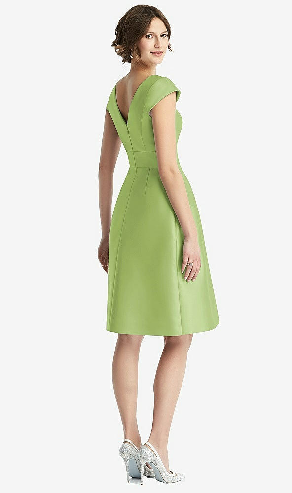 Back View - Mojito Cap Sleeve Pleated Cocktail Dress with Pockets