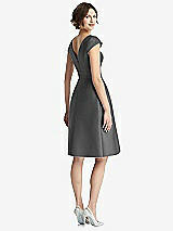Rear View Thumbnail - Pewter Cap Sleeve Pleated Cocktail Dress with Pockets